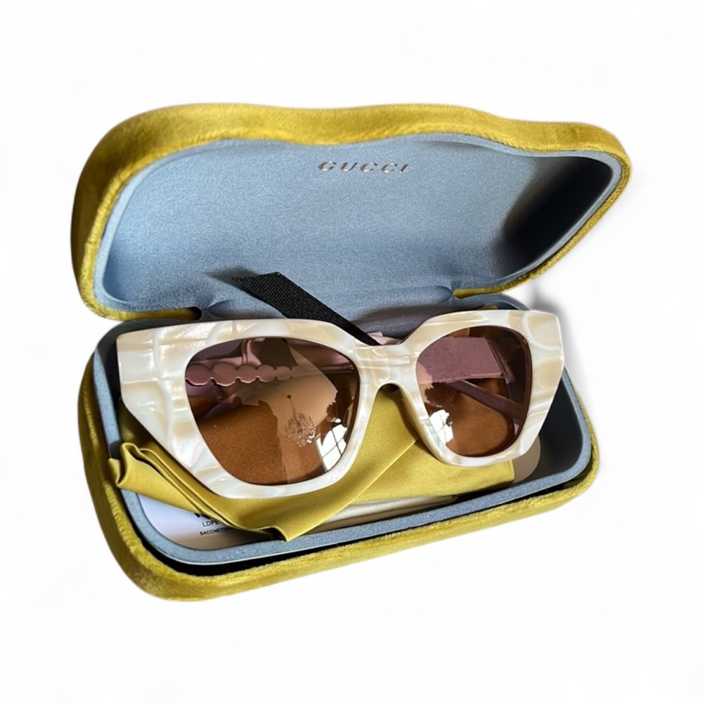Gucci Crystal-Embellished White Sunglasses